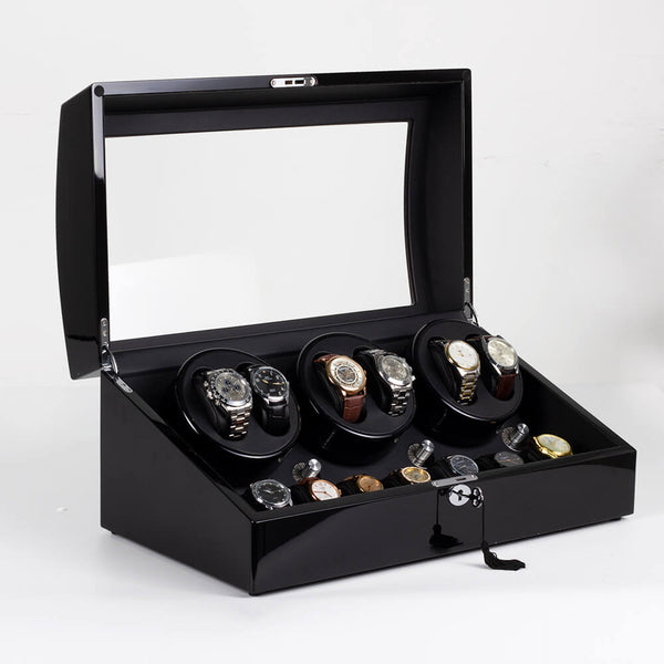 ROTHWELL Double Watch Winder for Automatic Watches with Quiet Motor with  Multiple Speeds and Rotation Settings (Black/Red)
