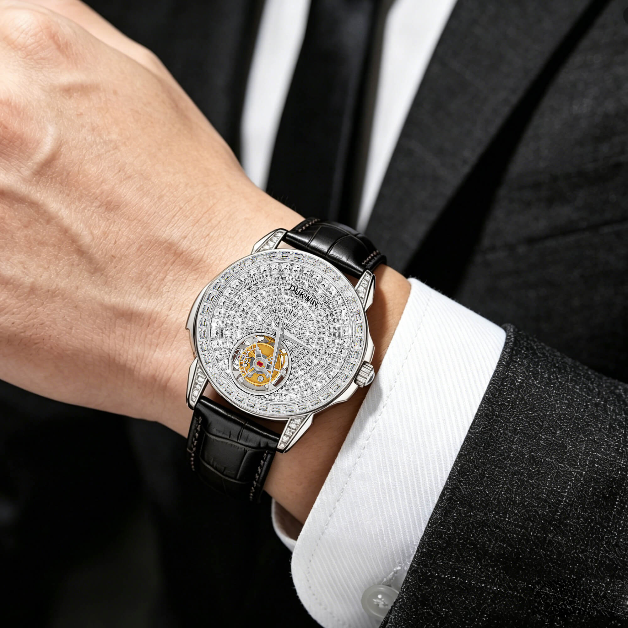 Sovereign Eye Tourbillon - Automatic Mechanical Watch l Sparkling Crystal‑Encrusted Luxury Men Watch