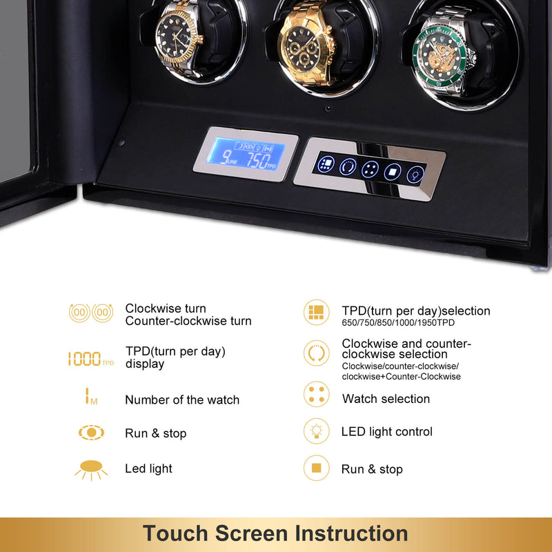 Remontoir de 6 montres avec télécommande à écran tactile LCD, moteurs Mabuchi silencieux
