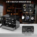 4 Watch Winders for Automatic Watches with 6 Watches Display Organizer