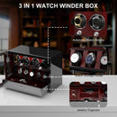 4 Watch Winders for Automatic Watches with 6 Watches Display Organizer - Red
