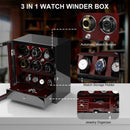 Classic 6 Watch Winders for Automatic Watches with 5 Watches Display Organizer - Red