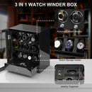 Upgraded Classic 6 Watch Winders for Automatic Watches with 5 Watches Display Organizer