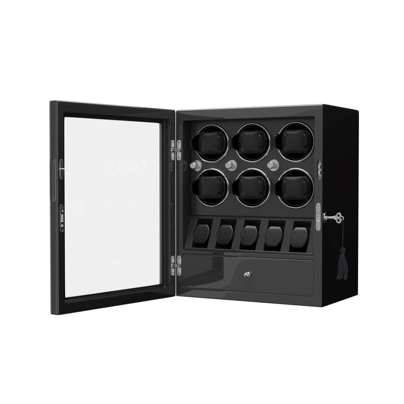 Upgraded Classic 6 Watch Winders for Automatic Watches with 5 Watches Display Organizer