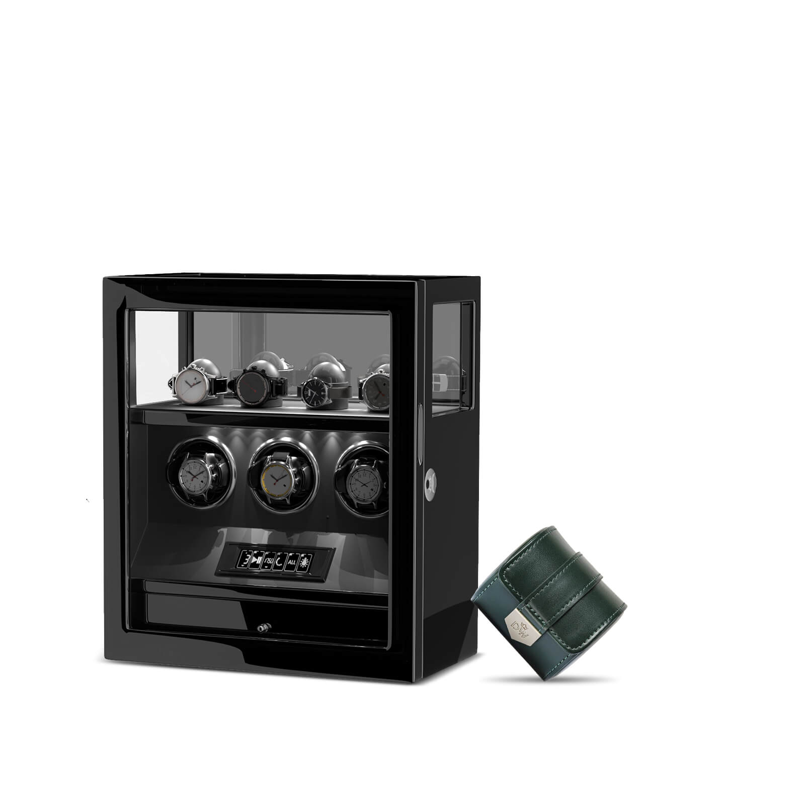 DUKWIN 3 IN 1 ウォッチワインダー ブラック Limited Edition Gift Set: Fingerprint 3 Watch Winder + Vegan