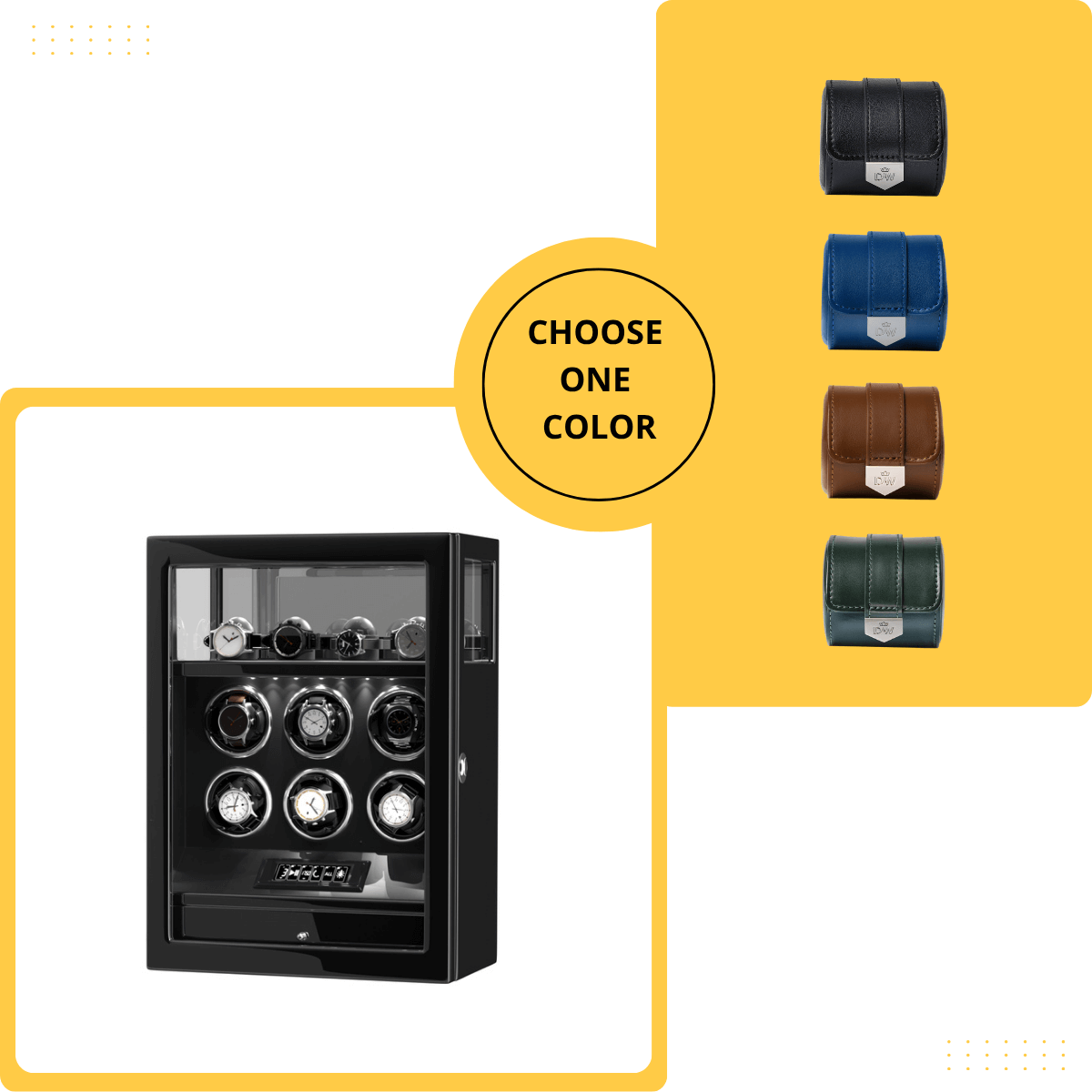 Remontoir 6 + 6 montres avec rangements supplémentaires Aurora Blue Light