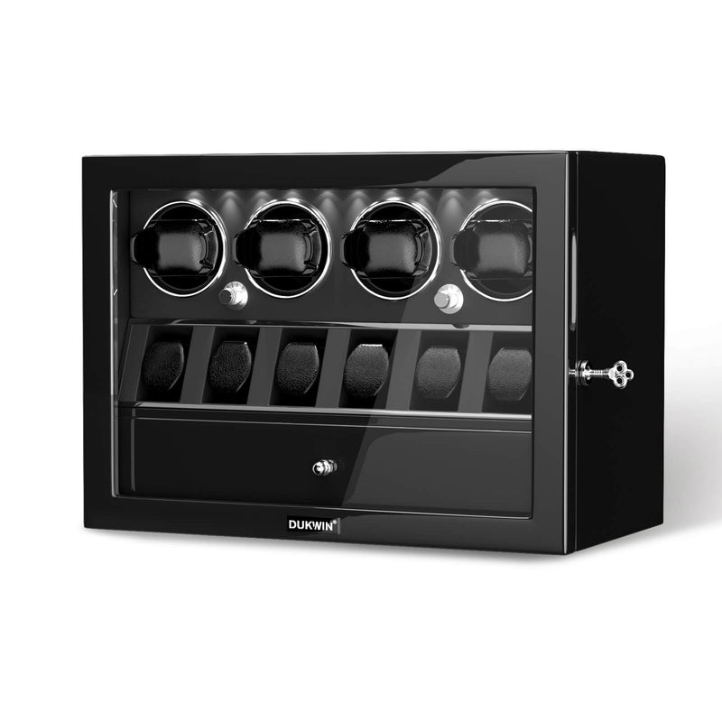 4 Watch Winders for Automatic Watches with 6 Watches Display Organizer