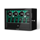 4 Watch Winders for Automatic Watches with 6 Watches Display Organizer - Green