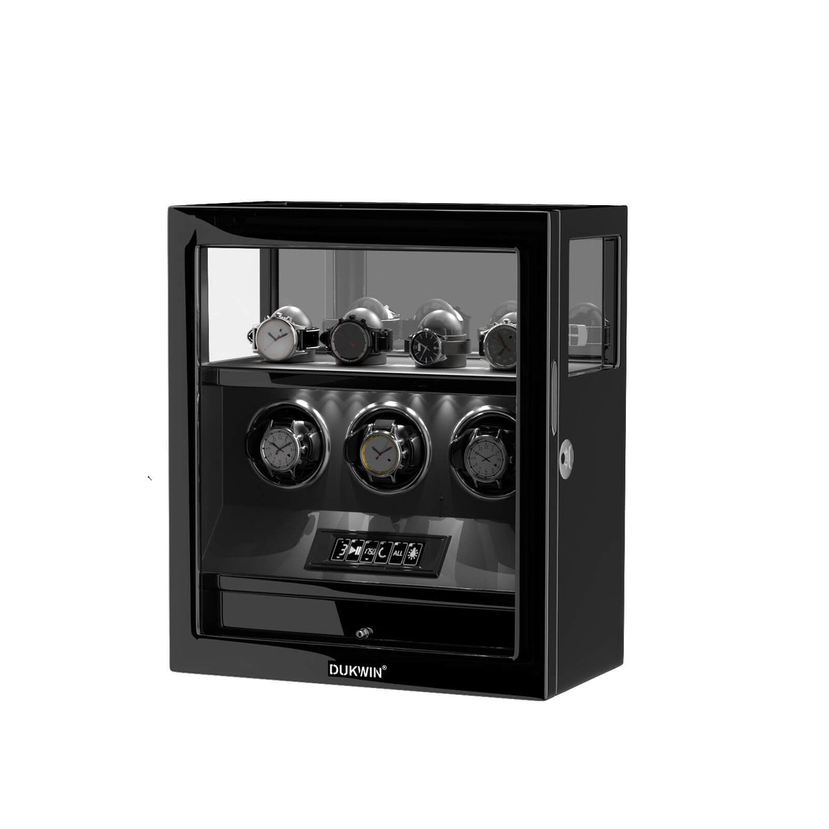 Fingerprint Lock 3 Watch Winders with Extra 4 Watches Storage LCD Remo ...