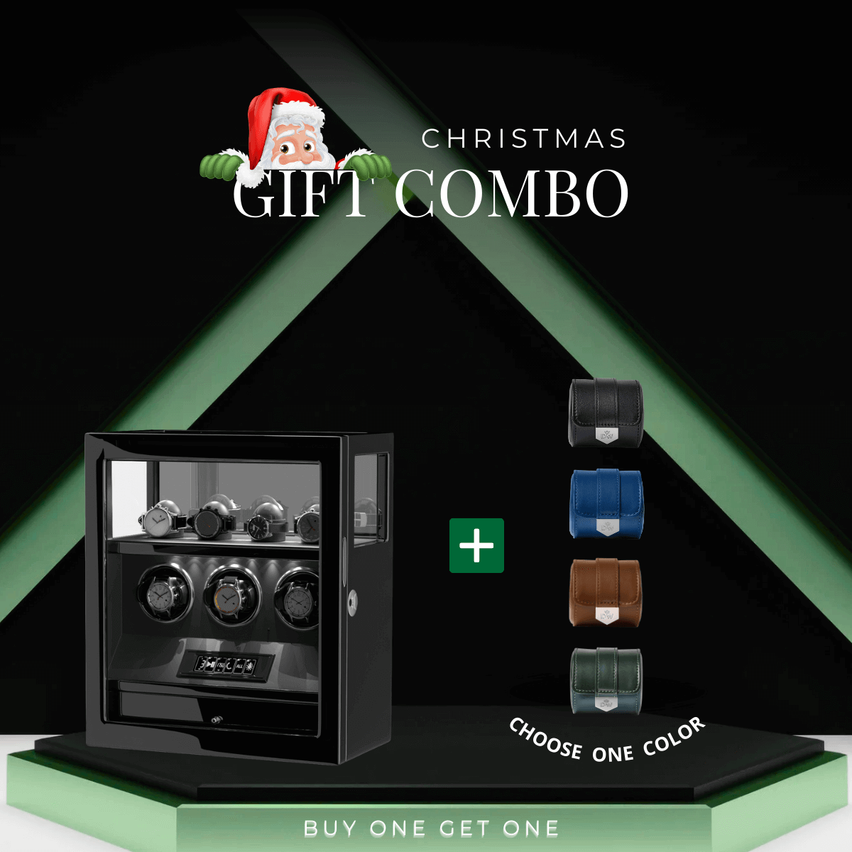 Limited Edition Gift Set: Fingerprint 3 Watch Winder + Vegan Leather Single Wacth Roll