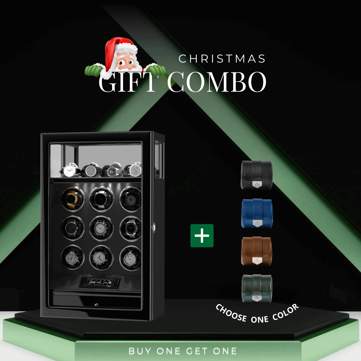 Limited Edition Gift Set: Fingerprint 9 Watch Winder + Vegan Leather Single Wacth Roll