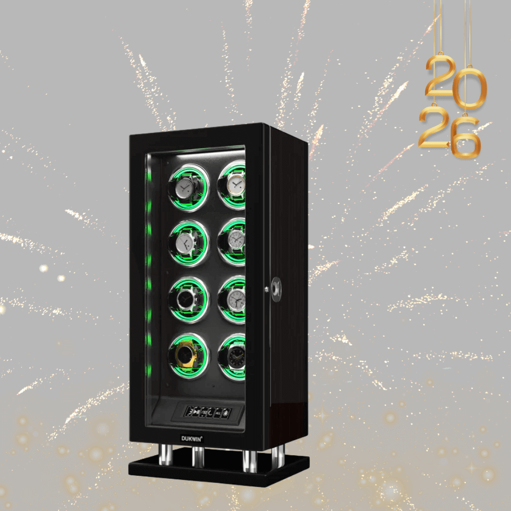 Edizione speciale: avvolgitore per 8 orologi con telecomando LCD con luce RGB per l'inserimento delle impronte digitali