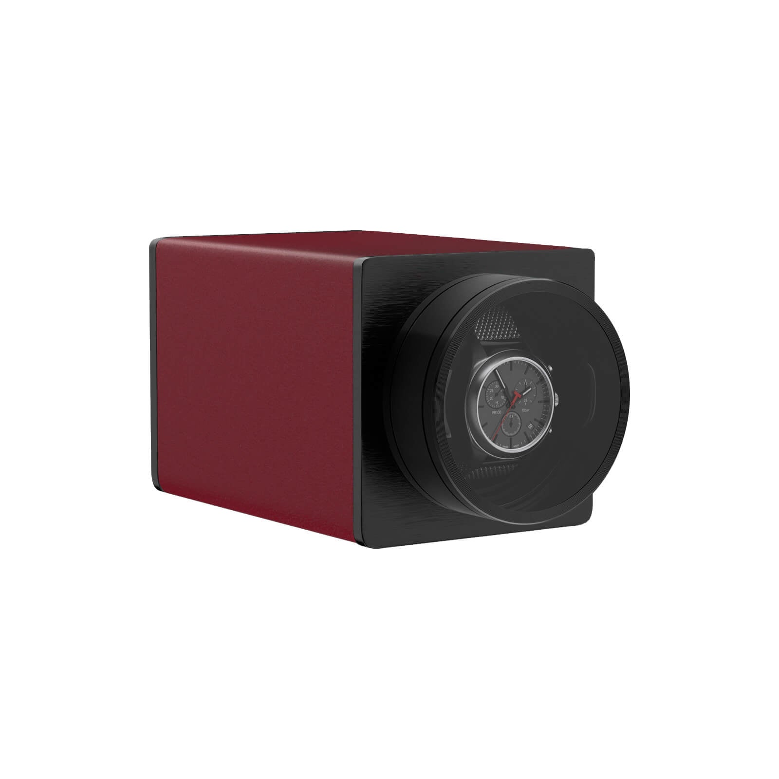 Single Watch Winder Stackable Vegan Leather Quiet Mabuchi Motors for Travel - Crimson Red