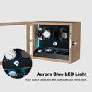 4 + 4 Watch Winder with Extra Storages Aurora Blue Light Quiet Motors - Grain