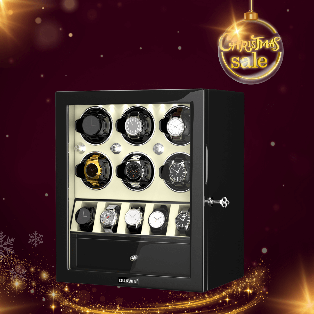 Remontoirs de montres classiques pour 6 montres automatiques avec organisateur d'affichage de 5 montres - Blanc cassé