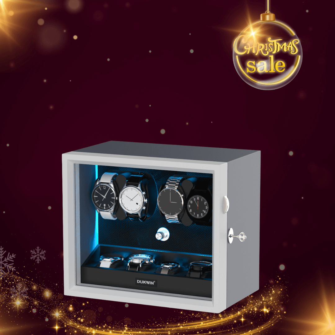 Caricatore per orologi 4 + 4 con vani extra Motori silenziosi Aurora Blue Light - Nero