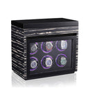 6 Watch Winders With 6 Watches Display Storage RGB Light LCD Touchscreen Remote Control