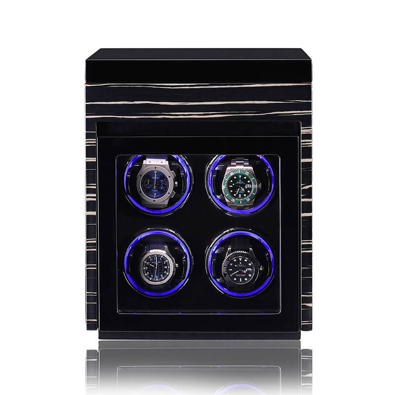 Quad-Uhrenbeweger mit 4 Uhren-Display-Aufbewahrung, RGB-Licht, LCD-Fernbedienung