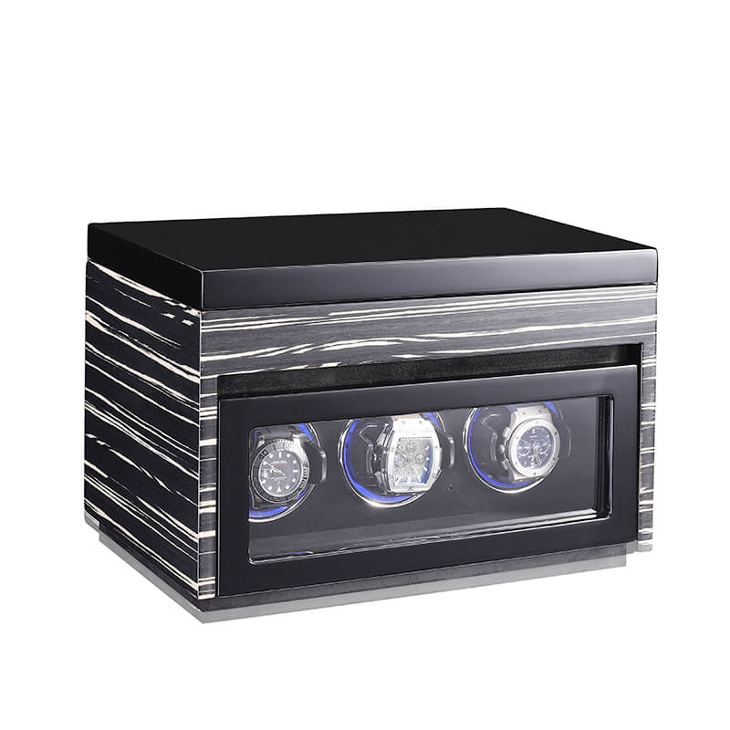 Triple Watch Winders With 6 Storage Case RGB Light LCD Touchscreen Remote Control Quiet Motors