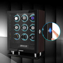 9 Watch Winder with Upgraded Fingerprint UnLock RGB Light LCD Remote Control Large Watch Box